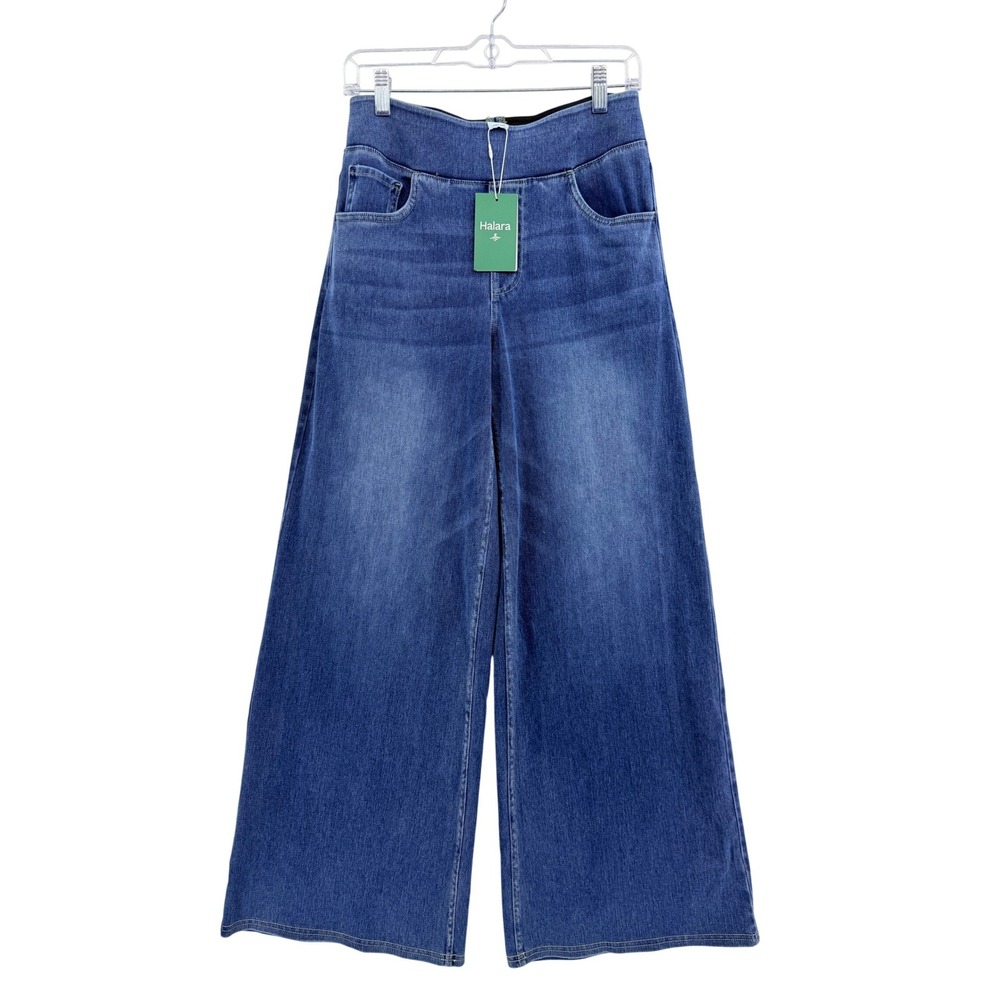 NWT Halara Flex Denim Medium Regular Wide Leg Pull On Stretch Comfort